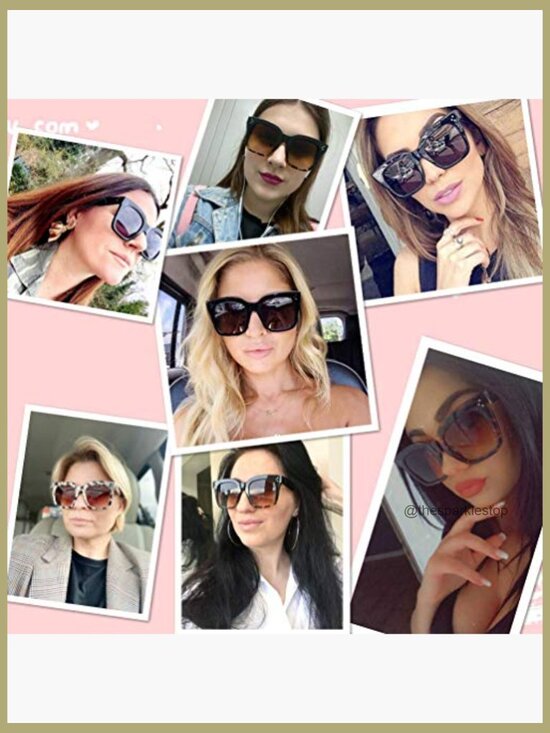 Vintage Oversized Square Sunglasses UV400 Protection Flat Lens main image 5